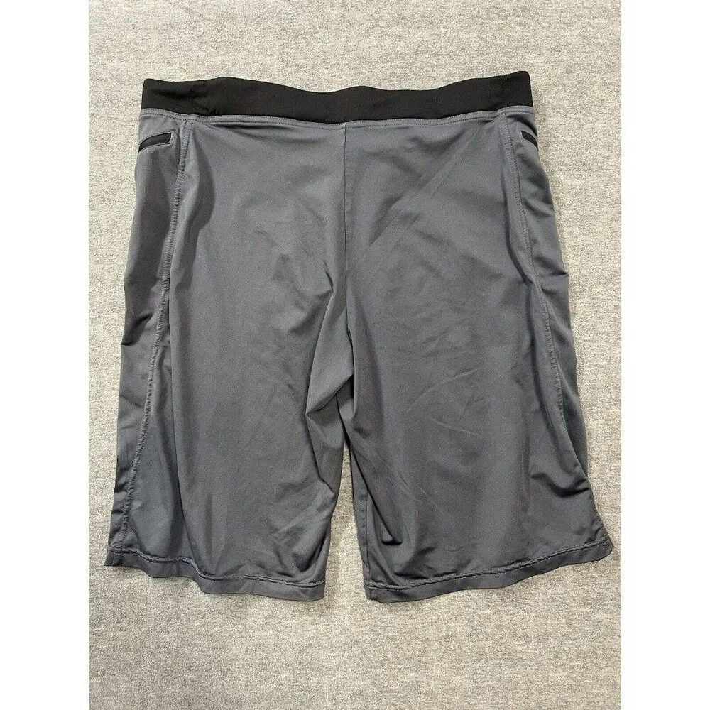 Hylete Large Long Gym Shorts Gray Orange